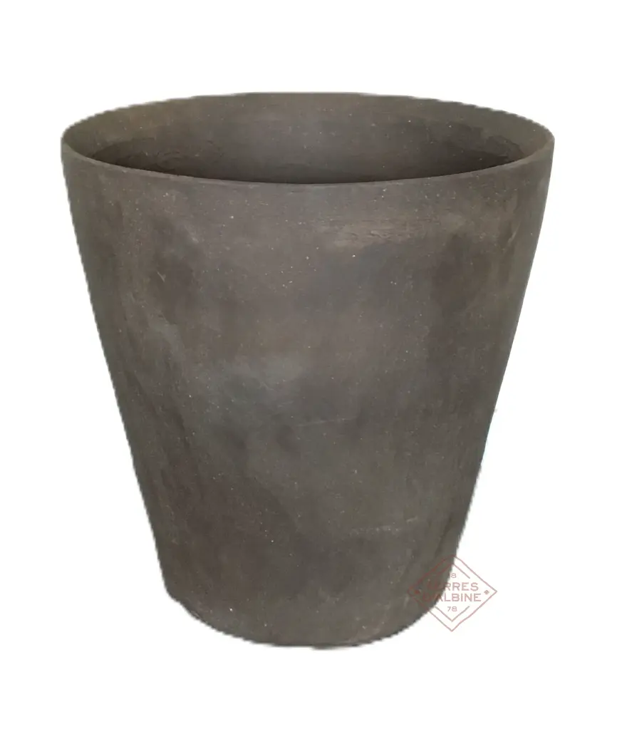 Vase Contemporain H60 - Finition Grattée Terre Brute Charbon.webp