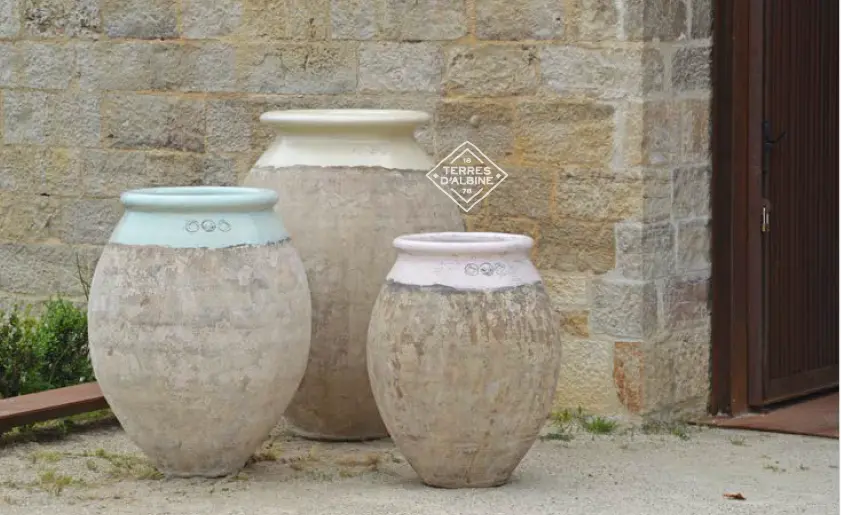 Olive Jar – terracotta jar / pot (50 cm, Vert de gris)